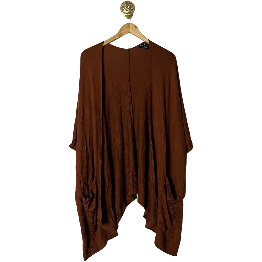SUSAN GRAVER Weekend Jersey Knit Relaxed Cardigan Spiced Mocha L